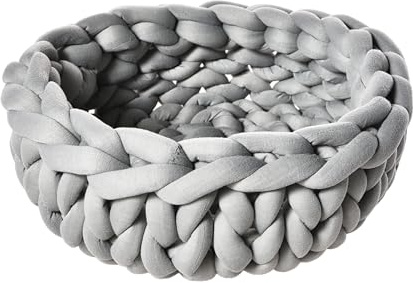 Dehner Lieblinge Kuschelbett Chiara, Hundebett/Katzenbett pflegeleicht/robust, ca. Ø 86 cm, Höhe 61 cm, Größe S, Polyester, grau