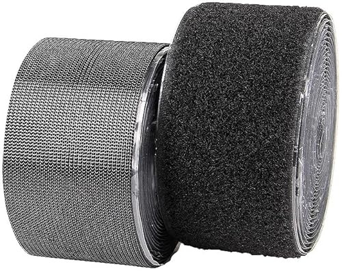 PEARL Klett: Klettband mit Nylon-Schlaufen/-Haken, selbstklebend, 40 kg/m, 50mm, 4m (Doppelseitiges Klebeband Klett, Kabelbinder Klettverschluss, Schleifer)