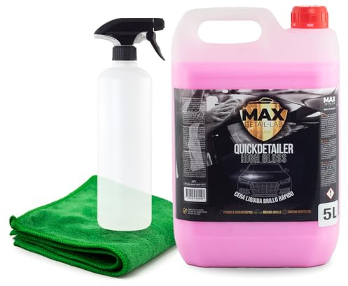 MAX DETAIL-LAB - Quickdetailer 5L - Cire Rapide Quick Detailer Carnauba Voiture Lustrage Carrosserie, Haut Shine Auto, Protection Nettoyage Sans Eau Kit Detailing Professionnel Auto Moto 5 Litres