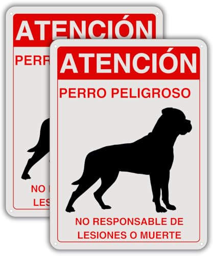 LEIASA | Señal Cuidado con el Perro - 21x28 cm - Aluminio - Pack 2 Unidades | Cartel Perro Peligroso Suelto, Placa Precaución Mordedura, Rótulo Atención Guardián, Adhesivo Vivienda Vigilada