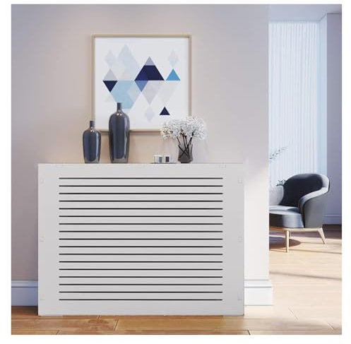 Cache-radiateur – Armoire moderne en bois MDF, cache-radiateur haut pour bureau et chambre à coucher, blanc, design élégant, construction durable, 80 x 90 x 20 cm