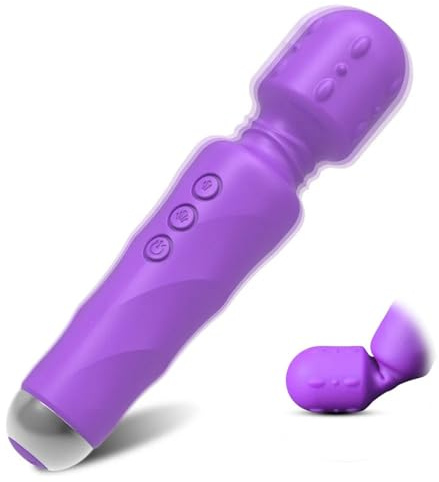Qhysin Vibration für Frauen Wand Massagestab G-Punkt Vibrator mit 20 Vibrationsmodi Stark Leise Klitoris Stimulator für Sie Anal Dildo Sex Spielzeug für die Frau und Paare Extrem Sex（Lila）