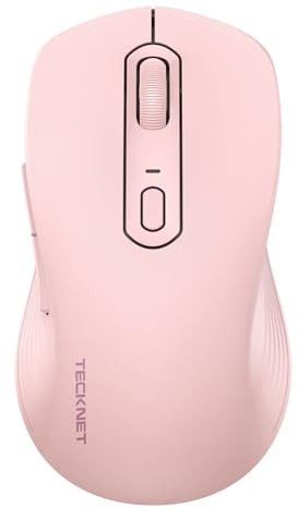 TECKNET Bluetooth Maus, Maus Kabellos (Tri-Modus: BT 5.0/3.0+2.4G) 4800 DPI Leise Mouse, Funkmaus mit USB-A Empfänger, 6 Tasten, Ergonomische Tragbare Mouse für PC/Laptop/Mac/Tablet (Rosa)