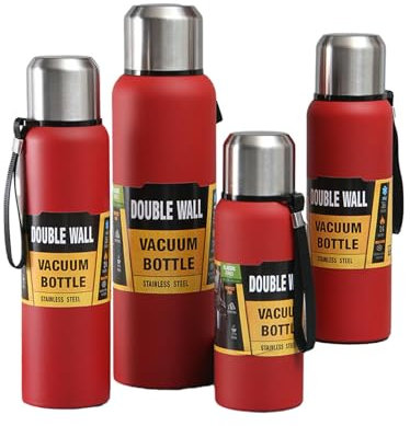 Bollitore da viaggio in acciaio inox 304 interamente in acciaio inox 304 - rosso vermiglio - 500 ml