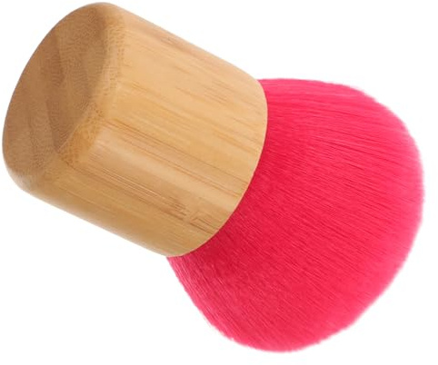 IWOWHERO Blushborste för med Elegant Rött Bambuhandtag Mjuka Syntetiska Fibrer Kompakt och Design för Puder och Fixeringspuder för Resor och Daglig Användning
