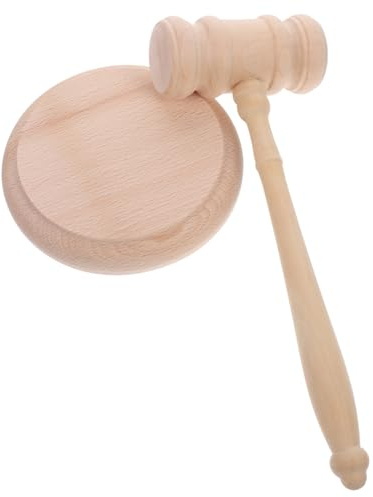 FONDOTIN Marteau de Juge Bois de Hêtre avec Bloc Sonore Compact et Portable Cadeau pour Avocat Juge et Commissaire-priseur