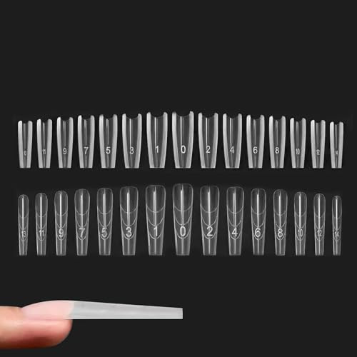 240 Pezzi Sandwich Duals Form | Nail System Duals Nail Form | Unghie Finte Traslucido | Unghie Finte Lunghe | Tip in Gel per Unghies per Donne, Amiche, Casa, Salone E Uso Quotidiano