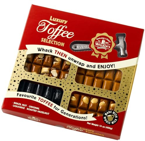 Luxury Toffee Selection 400g - Features a Mini Hammer So You Can Whack, Unwrap and Enjoy - Contains Milk and Brazil Nuts - May Contain Soy, Wheat, Peanut and Tree Nuts