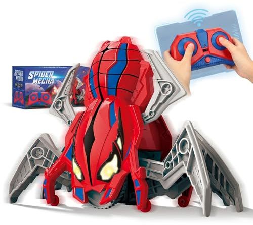 ZippyZoom Remote Control Spider Toys for 3 4 5 Year Old Boys: Gifts Toy for 5-6-7-8 Years Boy Girl Birthday Presents for Kids Rechargeable Remote Control Robot Kids Toy with LED Eyes