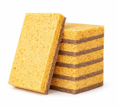Pack de 6 Estropajo Cocina, Estropajo Natural, Estropajos Ecológicos de Sisal y Celulosa, Esponjas de Limpieza Natural Biodegradables para Cocina, Absorbente de Alta Durabilidad