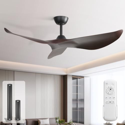 Sofucor 97 cm Ventilatore da Soffitto Senza Luce, Telecomando | Silenzioso, DC, Timer, 3 Pale, 6 Velocità, Modalità Estate Inverno, per Camera da Letto Soggiorno