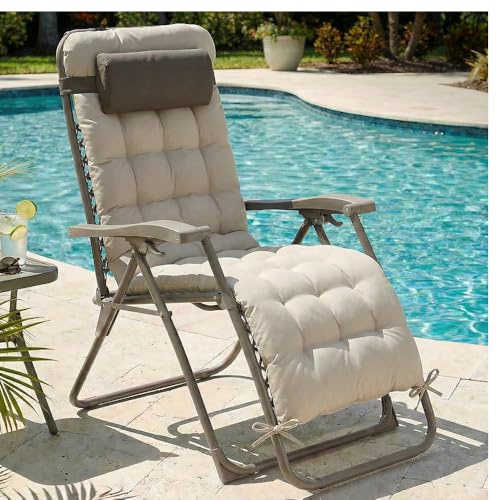 CASABEL Zero Gravity Liegestuhl klappbar, Verstellbarer Relax Sessel mit Auflage für Garten, Balkon oder Camping, robuster Gartenstuhl aus Rostfreiem Stahl mit Textilene-Bezug, Taupe