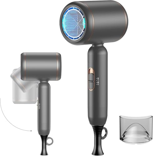 Hair Dryer Foldable 1800W Travel Hairdryer,Professional Ionic Hairdryers for Women & Men,Compact & Lightweight, Fast Drying, Anti Frizz, Low Noise