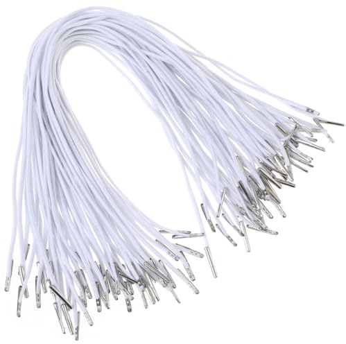 SUPVOX Widerhaken Cords Elastische Schleife Stretch String mit Metall Widerhaken für Maske Machen Buchbinden Crafting 50 Stück (Weiß)