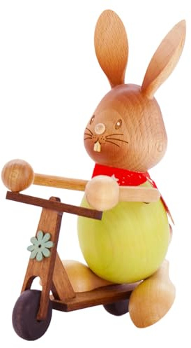 Rudolphs-schatzkiste Påskhare kanin stupsi med scooter H: 14,5 cm ny erzgebirge påskfigur påskdekoration