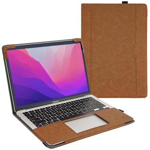 TYTX Lederhülle Kompatibel mit MacBook Air 13 Zoll Retina M1 A2337 A2179 A1932, 2021-2018, Laptop-Hülle Folio Book Schutzhülle Case Cover, Braun