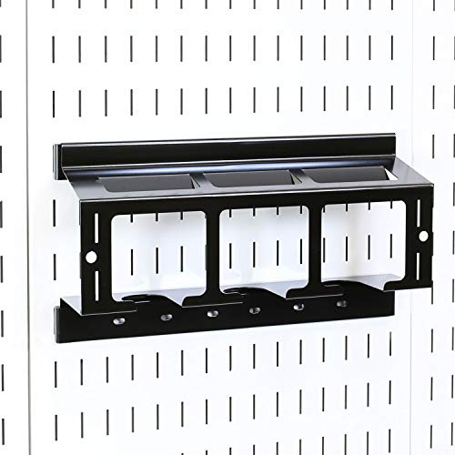 Wall Control Soporte para taladro de almacenamiento de herramientas eléctricas – Taladro de impacto compacto para batería de herramientas eléctricas, organizador de tablero de clavijas (negro)