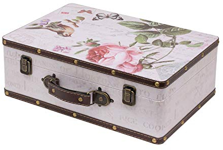 HMF VKO102 Valise en Bois Vintage | 38 x 26 x 13 cm | Grand | Rose comme Décoration