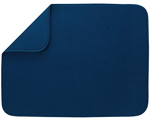 S&T INC. Abtropfmatte für Küche, saugfähig, wendbar, XL, Mikrofaser, 45,7 x 61 cm, Marineblau