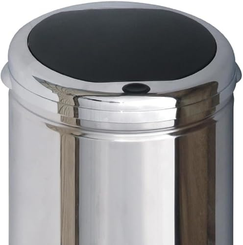 KITCHEN MOVE Couvercle pour poubelle push rond modèle TOKYO Chrome et noir Ouverture par simple pression