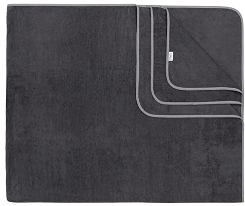 Sowel® Strandtuch XXL, 200x160 cm, Partner und Familien Badetuch, Groß, 100% Bio-Baumwolle, Flauschig, Frottee, Velours, Damen und Herren, Anthrazit/Grau