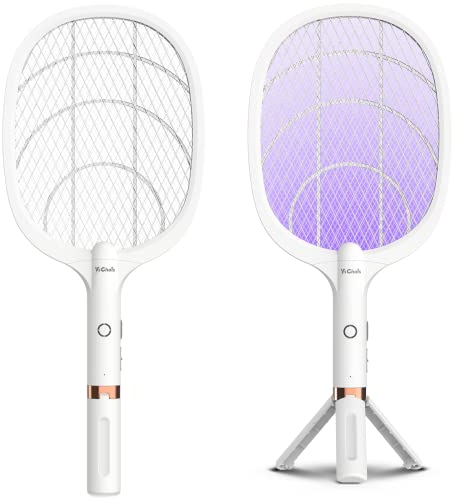 YsChois Electric Fly Swatter Racket, Rechargeable Fly Zapper - 4000 Volt, Exclusive 2-in-1 Bug Zapper Racket - USB Charging, 1800mAh Li-Battery, Indoor & Outdoor Use, White, 2 Packs