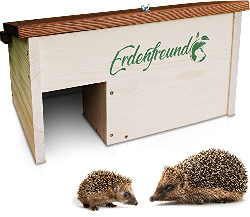 Erdenfreund® Igelhaus mit festem Dach-Sicherheitsverschluss & Labyrintheingang gegen Fressfeinde Igelhaus Winterschlaf & Nisten für eine Igelfamilie (Igelschlafhaus Winterquartier & Nisthaus)