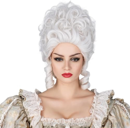 Topcosplay Perücke Damen Bienenstock Perücke Vintage Barock Blond Locken