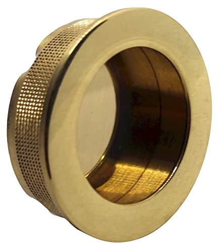 30mm Round Flush Finger Pull Sliding Door Polished Brass – Pack of 1 | Recessed flush pull for sliding doors and pocket doors. 30mm round insert. Installs flush with door surface.