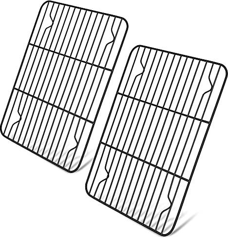 Homikit Abkühlgitter Set, Edelstahl Klein Kuchengitter Auskühlgitter 2er Set, 24,8 x 19 x 1,5 cm Backofen Backgitter mit Antihaftbeschichtung für Backen Grillen & Kühlung, Gesund & Einfach zu Reinigen