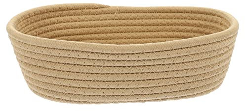 Cabilock Woven Design Baumwollseil Aufbewahrungskorb Mittelgroßer Organizer Für Snacks Kosmetik Und Bücher Stilvoller Desktop-halter Khaki Für Zuhause Und Büro