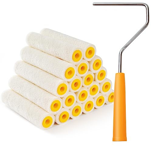 Mister Rui Paint Rollers, Mohair Paint Roller, Wool Blend Paint Roller 4 (100MM), Mini Roller Sleeves, 4 Inch Roller Sleeves, Small Rollers for Painting on Flat Surfaces, Pack of 21