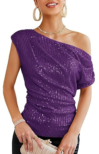GRACE KARIN Top da donna con paillette, glitter