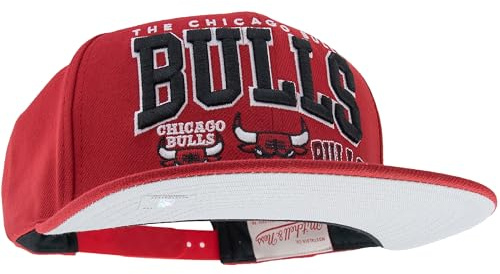 Mitchell & Ness NBA/HWC Champ Stack Gorra de Béisbol Snapback - Chicago Bulls, Rojo, 100% poliéster, Ajustable, Unisex, para Hombre, Mujer y niño, Primavera, Verano, otoño e Invierno