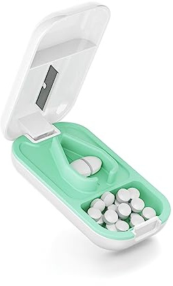 Opret Tablettenteiler für Große und Kleine Tabletten, Exakt teilt | Tablettenschneider, Pill Cutter in Halbe Viertel Schneiden, Tablettenspalter, Pillenschneider Tablettenzerteiler,Weiß