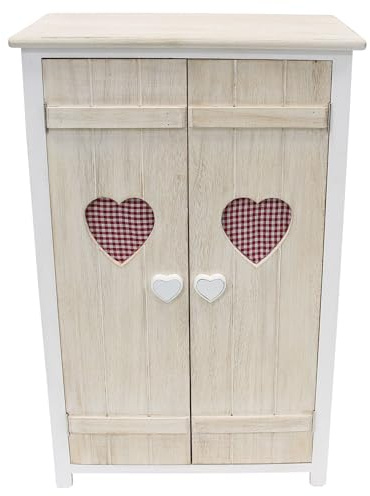 FRANK FLECHTWAREN Kommode Landherz, Holz, Herzaussparung, Textil, Ablagefach, Magnetverschluss Maße: 51 x 31 x 78 cm, Landhausstill