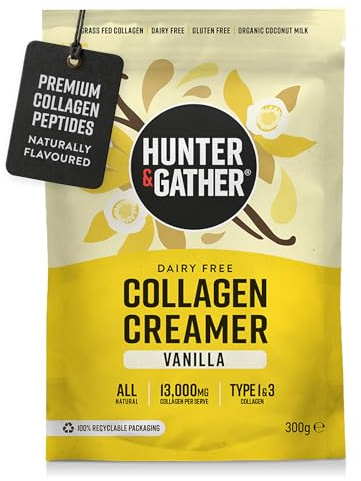Kollagen-Creme für Kaffee I Vanille 300g I Mit Gras gefütterte Rinderkollagenpeptide Typ 1 und 3 I Milchfrei I 13.000 mg pro Portion I Unterstützen Sie Haare, Haut, Nägel und Muskeln