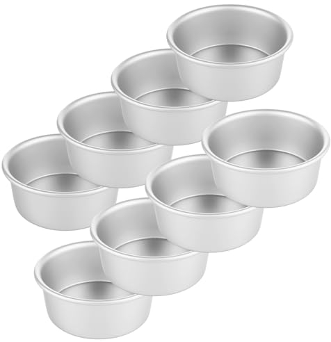 GBACHOOSE 4 inch Cake Tin Set of 8, Round Layer Cake Pans, Mini Baking Tray Cake Mould for Birthday Wedding Christmas, One-Piece Design, Dishwasher Safe