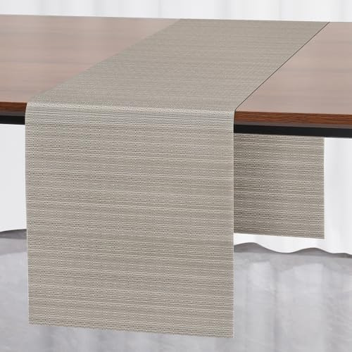 Myir JUN Tischläufer Tischläufer Modern PVC abwaschbar Outdoor | Hitzebeständig für Häuser Esszimmer Restaurants Hotels Party Tischdeko Dekoration 30 x 183 cm (Silber Gold)