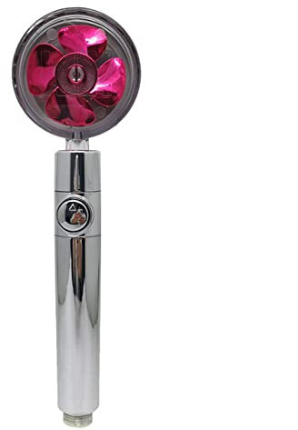 Shower Head Water Saving High Preassure Turbo Propeller Flow Showerhead with Fan Built-in Filter Rainfall Bathroom Accessor,red,1