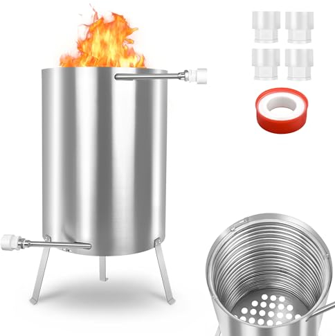 UISEBRT Riscaldatore per piscina con fuoco per piscina in legno con spirale riscaldante, Ø 32/38 mm, attacco per piscina in 100% acciaio inox, riscaldatore per piscina