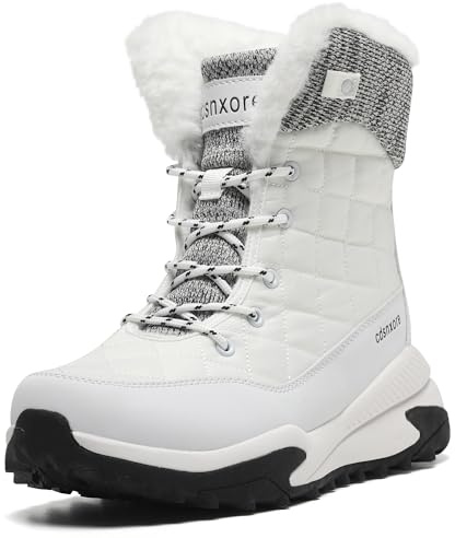 cdsnxore Botas de nieve para mujer, forradas, cálidas, impermeables, para senderismo, senderismo, tallas 36-42, Blanco, 39 EU