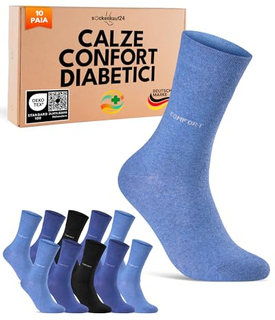sockenkauf24 10 Paar Comfort Socken ohne Gummibund & ohne Naht für Damen & Herren Gesundheitssocken ohne Gummi mit Komfortbund