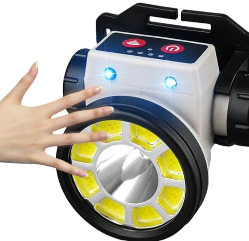 Generico Lampada frontale a LED, fari per la fronte | Torcia frontale a fascio largo | Faro da esterno 4 modalità regolabile ultra luminoso per il ciclismo