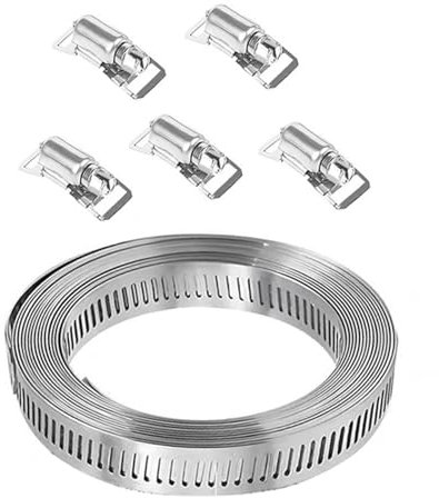 Grands colliers de serrage réglables en acier inoxydable avec 5 éléments de fixation - Collier de serrage sanitaire pour tuyau d'égout