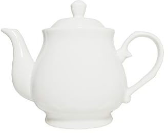 Tetera de porcelana blanca, tetera de loto para café, té, agua, tetera de cerámica vintage con cuello de cisne (15 onzas)