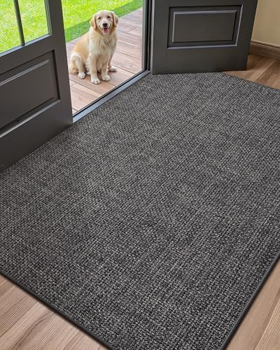 Color&Geometry Large Thin Front Door Mat Indoor Entrance Non Slip Rubber Backed, 32x48 Indoor Door Mats for Entryway, Dirt Trapper Double Doormat, Washable Front Door Rugs, Charcoal Grey