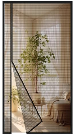 MAGICDOOR Zanzariera Magnetica Vetroresina 240x240cm, Apertura Laterale Zanzariere Magnetiche per Porte Finestre Maglia Fine Magnete Potente Tenda Zanzariera Porta per Soggiorno Patio Cucina-Nero