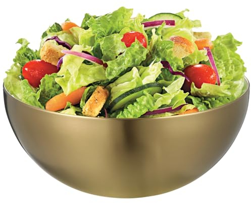 Garneck Edelstahl Salatschüssel in Gold – Große 26 Cm Ramen Schüssel - Elegante Goldfarbene Rührschüssel Für Küche - Mixen Kochen Und Servieren Spülmaschinenfest Und Vielseitig Einsetzbar