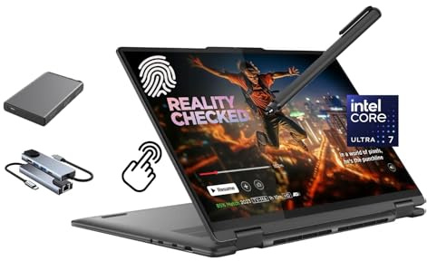 Lenovo Yoga 7 7i 2-in-1 Touchscreen Laptop, 16 2K IPS, Intel Ultra 7 155U (Beats i7-1355U) AI Boost NPU, 16GB RAM, 512GB SSD + 500GB Portable Drive, Backlit, FP, Stylus Pen, Win 11
